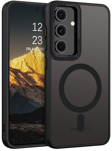 DUEDUE Cover Magnetica per Samsung Galaxy S25/Samsung S24 6.2[Compatibile con MagSafe], Custodia Opaca per Samsung S25 Case con Pulsante metallico Ultra-Sottile TPU Silicone Anti-Scivolo, Nero