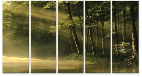 islandburner Tableau sur toile - Brume du matin dans la forêt enchantée - Pour chambre à coucher, amis de la nature, spa, images murales