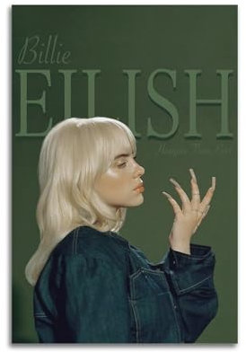 MArtDesign Billie Eilish Poster, Album, Musik-Leinwandposter und Wandkunst, modernes Familienschlafzimmer, Büro, Fitnessstudio, Dekoration, Geschenk, 30 x 45 cm, ungerahmter Stil