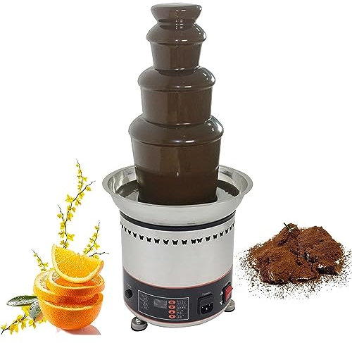 WOTZOV Macchina per fontane di Cioccolato elettrica, Fontana per fonduta di Cioccolato Commerciale, Ideale per Dolci, Frutta, Noci o Feste, Matrimoni, Cucina, Famiglia, complean,4Tier