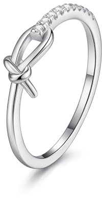 EVER FAITH 925 Sterling Silber CZ Freundschaft verflochtene Enden Knoten Bond Ring zierlich Hochzeit Versprechen Band Ringe Muttertag/Valentines/Weihnachten Schmuck für Damen