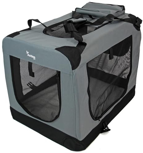 Actiaspet Fabric Pet Carrier Crate – Soft-Sided Travel Kennel for Dogs, Cats & Puppies – Foldable with Faux Sheepskin Bed, Mesh Windows, Treat Bag