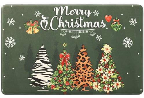 Carvapet Christmas Non Slip Kitchen Mat Anti Fatigue Standing Mats Cushioned Comfort Kitchen Floor Mats PVC Waterproof Runner Rug for Standing Desk, Kitchen, Office (Christmas,44x70cm)