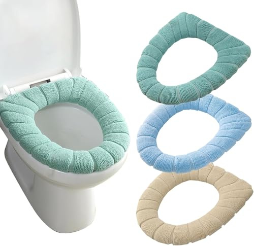 WC-Sitzbezug Plüsch, Toilettensitzabdeckung mit Gummizug, 3 Stück Toilettensitzbezug Waschbar, WC-Sitzbezüge für Alle Jahreszeiten, Klobrillenbezug, Weicher Verdickter Toilettensitz