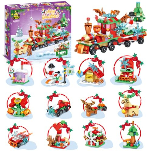 Advent Calendar 2025 Blocks Mini Building Blocks,Christmas Countdown 12 in 1 Blocks Toys for Adults Teens Kids Christmas Thanksgiving Blocks Calendar Boxes Surprises Toy