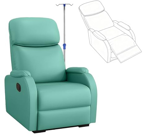 Medizinische StüHle FüR Wartezimmer, Verstellbarer Infusionsstuhl Mit InfusionsstäNder, Blutentnahmestuhl Weich Gepolstertem Sitz, Untersuchungsstuhl FüR Erste-Hilfe-RäUme(Green)