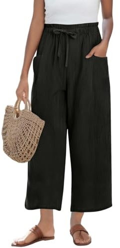 InfiniZer 7/8 Hose Damen Sommer, Culotte Damen Sommer mit Taschen, Leicht und Atmungsaktiv, Stilvolle Sommerhose für Damen