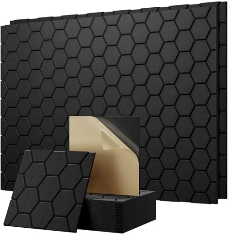 Sound Proofing Panels with Acoustic Foam,Acoustic Wall Panels Self Adhesive | Soundproofing Panels - Black Hexagon Sound Proof Noise Cancelling - Sound Absorbing Panels for Gaming Room Studio 12 Pack