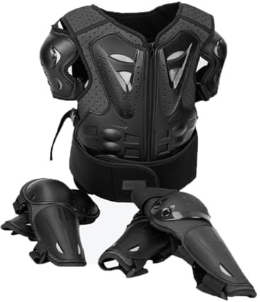 5Pcs Motorcycle Body Armour For 5-13 Years, Kids Motocross Body Armour Vest Knee Pad Elbow Pad Motorcycle Armor Protective Gear Set For Kids