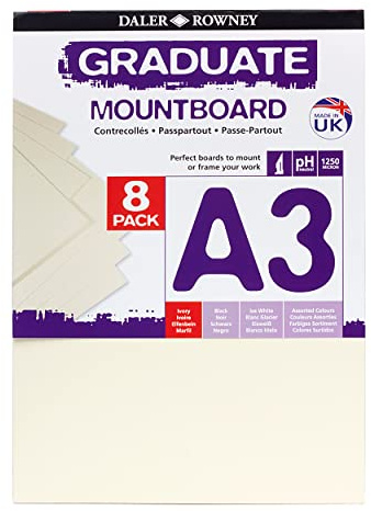 Daler-Rowney Graduate A3 Thick Cream Core Mountboard 8 x Ice White