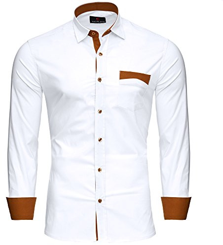 Reslad Herren Hemd Exklusiv Two Tone Look Langarmhemd RS-7205