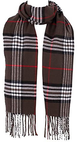 Hat To Socks Herrlich Weicher Klassisch Karierter Winterschal für Damen und Herren - Warm und Elegant (Braun)