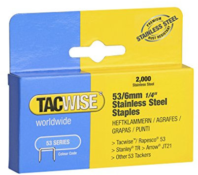 TACWISE 1268 Typ 53/6mm Edelstahlklammern, Silber, 6mm, 2000 Stück