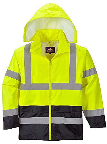 Portwest Klassische Kontrast Warnschutz-Regenjacke, Größe: XXXL, Farbe: Gelb/Schwarz, H443YBRXXXL