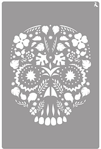 La Pajarita Schädel Stencil, 20 x 30 cm, für Kreidefarbe und Malerei auf Stoff