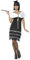 Smiffys Flapper-Kostüm, Schwarz, mit Kleid, Stirnband und Fellstola