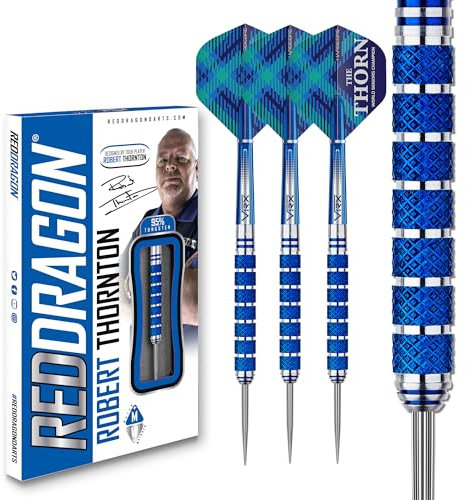 RED DRAGON Robert Thornton Seniors World Champion Cobalt SE Premium Tungsten 26 Gramm Darts mit Flights und Stielen