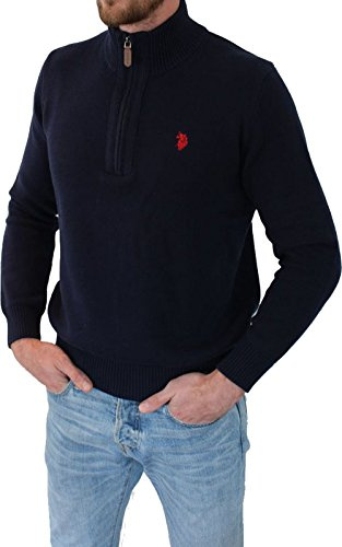 U.S. Polo Assn. Herren Troyer – Pullover mit Stehkragen – Eleganter Langarm Strickpullover – Pulli für Herbst/Winter/Frühling – Für Freizeit Business