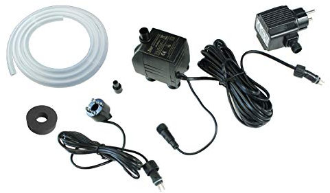 Springbrunnenpumpe mit 1x LED Spot Komplett Set Bachlaufpumpe Teichpumpe Brunnen (800 L/H, kalt-weiß)