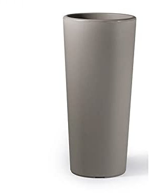 Veca Grand pot rond 'Clou' – Pot de fleurs de qualité supérieure – Taupe – 65 cm de haut x 30 cm de diamètre