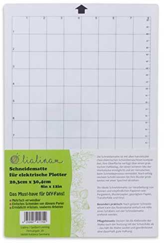 Lialina ® Schneidematte für alle gängigen elektrischen Schneide-Plotter/Raster in cm & Inch/Format 20,3 x 30,4 cm 8 x 12 Inch/Must-have für alle kreativen DIY-Fans