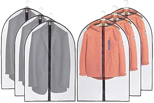 JSF Copriabiti Antipolvere,6 Pezzi Copri Abiti Antipolvere Trasparenti, PEVA Lavabile Buste per Abiti,Vestiti con Cerniera, Custodie Copri Abiti 100CM