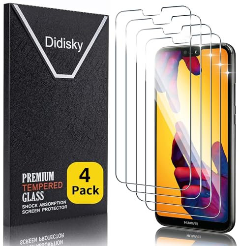 Didisky [4 Stück] Schutzfolie Kompatibel mit Huawei P20 Lite, 9H Hartglas, Keine Blasen, High Definition Schutzfolie, Einfach anzuwenden, Fall-freundlich