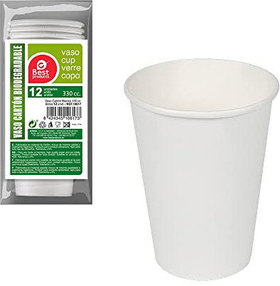 Générique 12 GOBELETS Carton BIODÉGRADABLE 33CL Blanc