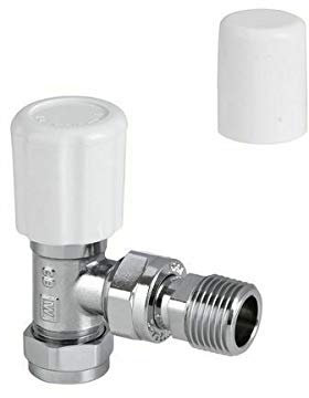 Center 15mm Angled Manual Radiator Valve Wheelhead/Lockshield Pack x 1