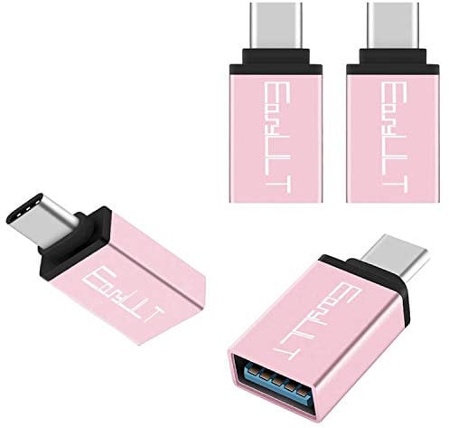 EasyULT USB C Adapter auf USB 3.0[4 Stücke], OTG USB Typ C Adapter, USB C OTG Adapter für Huawei, Samsung Galaxy, MacBook Pro 2018/2017/2016, Surface Go und Andere Geräte mit USB C(Roségold)