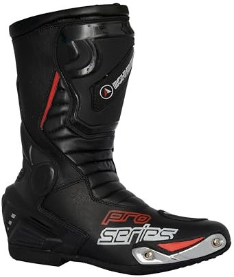 Bohmberg Stivali da Moto, Stivali Sportivi in Pelle, Pelle Resistente Idrorepellente con Protezioni Fisse/Design Molto Cool/urbano, motociclista - 45