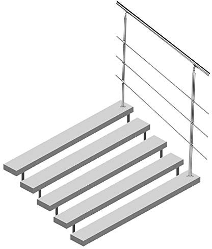 QHF Handläufe für Innentreppen - Komplettset - Bodenmontiertes Handlauf-Stufengeländer für Indoor-Gartenveranda und Dachbodentreppen Steigendes Leitergeländer (80-140 cm)