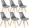 tectake® Esszimmerstühle 6er Set, Stühle mit Schalensitz, Küchenstühle modern, Essstühle, Wohnungseinrichtung skandinavisch für Wohnzimmer, Esszimmer, Küche und Büro - grau, 6er Set