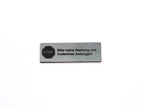 Gravurheim Briefkastenschild Türschild individuelle Gravur Name | selbstklebend - personalisiert | Kunststoff - Plastik | viele Farben und Größen (STOP Keine Werbung, Silber-Schwarz)