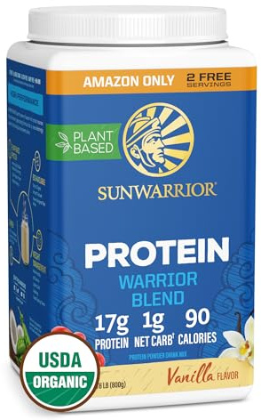 Sunwarrior Organic Plant Based Protein Powder, Vegan, Vanilla, 32 Servings