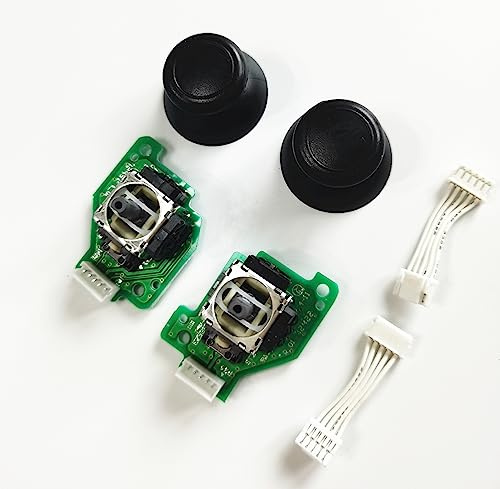 Gametown Analog Stick Joystick with PCB Board+3D Stick Caps+Connector Cables for Wii U Gamepad Controller Left Right Set
