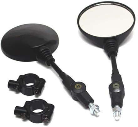 Geevorks Espejos Retrovisores Moto Homologados, Par de Espejos Retrovisores Universales,Motocicleta Scooter Manillar de Aleación de Aluminio Plegable Forma Redonda Retrovisor Side Espejo
