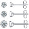 Damen Ohrstecker Silber 925-3 Paar Klein Sterling Silber Stecker Ohrringe Set mit Zirkonia Schlafen Knorpel Tragus Modeschmuck für Damen Herren Geschenke 3/4/5mm