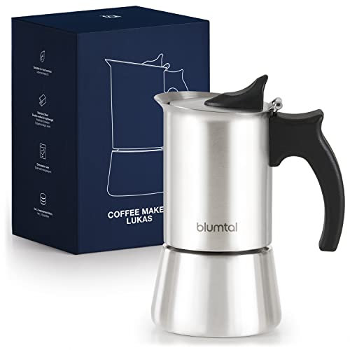Blumtal Cafetera Italiana Inducción - Cafetera Italiana Espresso, Cafetera Moka hecha de 100% Acero Inoxidable, Ideal para todo tipo de Cocinas, Cafetera Inducción 9 tazas (500 ml)