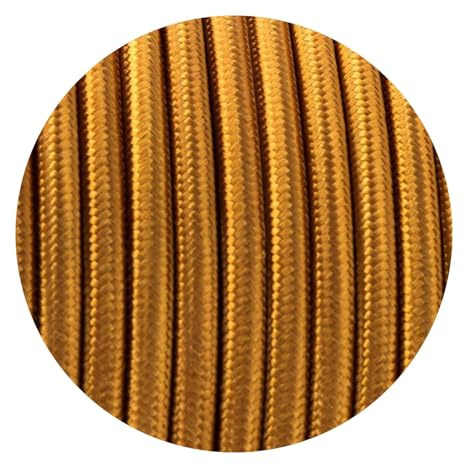 1 Meters / 3.28FT Braided Cables, LEDSONE 2 Core Electrical Cable, Vintage Braided Flex Cable Fabric Electrical Wire for DIY Lamps Industrial Pendant Lights Lighting Appliances (Gold)