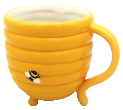 Puckator Beehive Upside Down Ceramic Shaped Tea Coffee Mug - Funny Home Accessories - Cute Gifts for Girlfriend - Large Mugs for Men Women Hot Drinks - Cute Cups Presents - Secret Santa Gift Cup Set