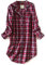 CHUNG Chemise de Nuit à Manches Longues Boutonnée pour Femme - Pyjama à Carreaux en Flanelle et Coton, Carreaux Gris, S