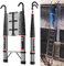 4.4M Telescopic Ladder with Hooks, Stainless Steel & Folding Design14 Steps, 330LBS Load, Muilti-Purpose Foldable & Extendable Ladder with EN 131 Certification
