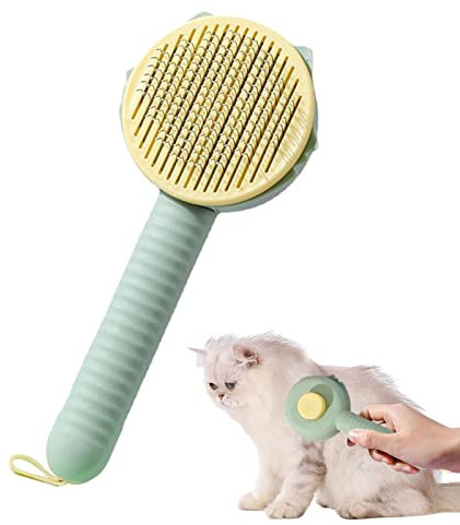 Dirfuny Bürste für Hundehaare – komfortable Entwirrbürste für Haustiere, selbstreinigender Kamm für Haustiere, sicheres und weiches Entwirrungszubehör für Hunde und Katzen