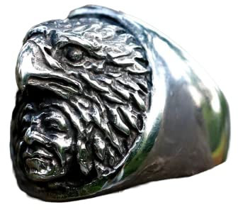 STOPI Neue Herrenringe Vintage Indian Warrior Biker Mit Adler Tierring Amulett Schmuck Geschenke