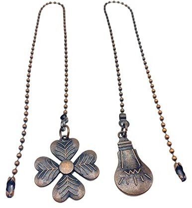 perfk 2x Deckenventilator-Verlängerungs-Zugkette, Deckenventilator-Zugketten-Set, Ornamente, Kugel mit Verbindungsstück, Licht-Zugkette für, Rötlich-braun