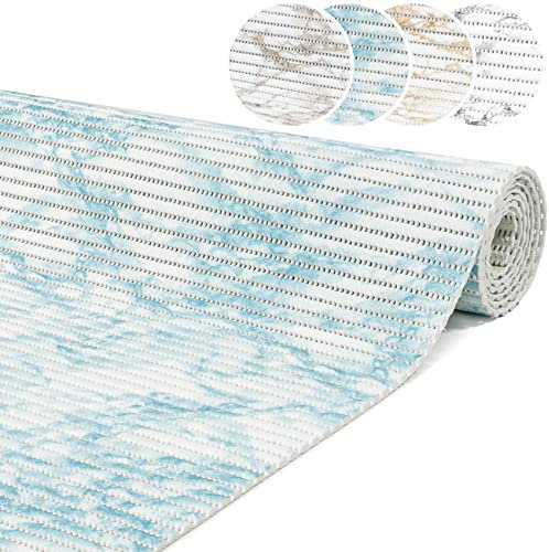 ANRO Badematte Weichschaummatte Bad- und Duschvorleger Antirutsch Badläufer Marmor Blau 100x65cm