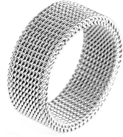 Banemi Herren Ring Silber, Punk Ringe Herren Edelstahl Punk Rock Geflochtener Ring Silber Vatertagsgeschenk Größe 49 (15.6)
