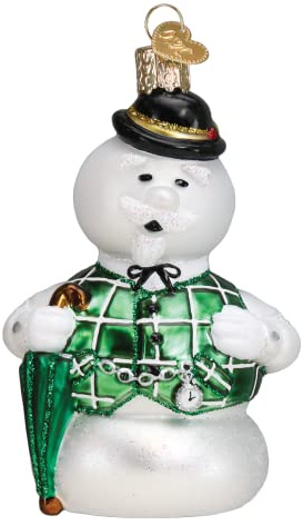 Old World Christmas Sam The Snowman Glass Blown Ornament for Christmas Tree, Handcrafted Holiday Decoration, Rudolph Collection