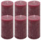 Nexos Trading - Bordeaux 6er Set Rustik-Kerzen Höhe 11,5 cm Ø 6,8 cm, Brenndauer ca. 40 Stunden, Unparfümiert, Zylindrisch, Indoor, Feiertag, Paraffin, Kerze